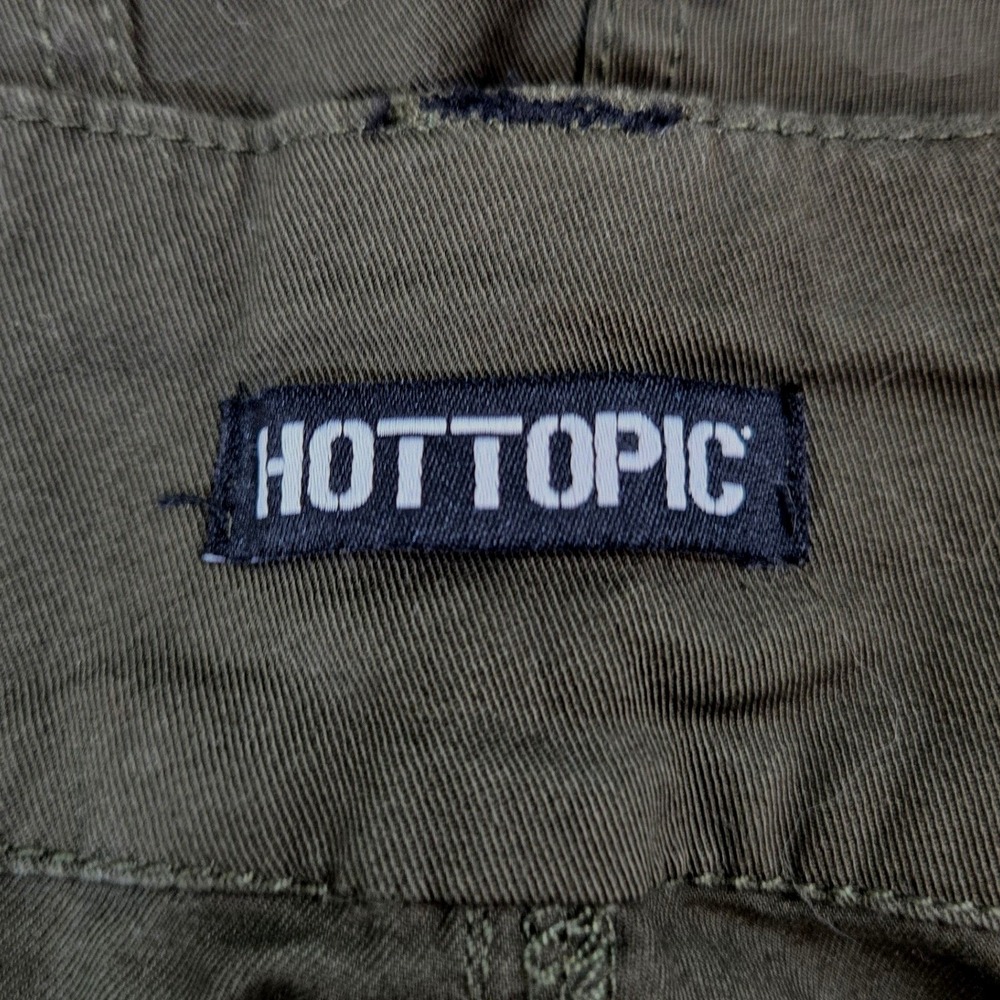 Hot Topic Mall Goth Olive Green Zipper Flare Strap Pants Plus Size 20 Alt Punk - Picture 3 of 14
